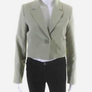 7 For All Mankind Women's One Button Cropped Blazer Light Green
